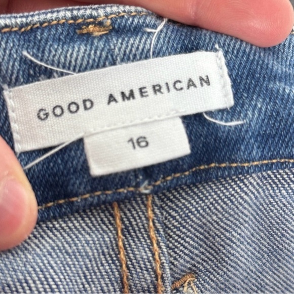 Good American Good Vintage Jeans Distressed Size 16 Straight Leg Denim Stretch - Picture 8 of 13